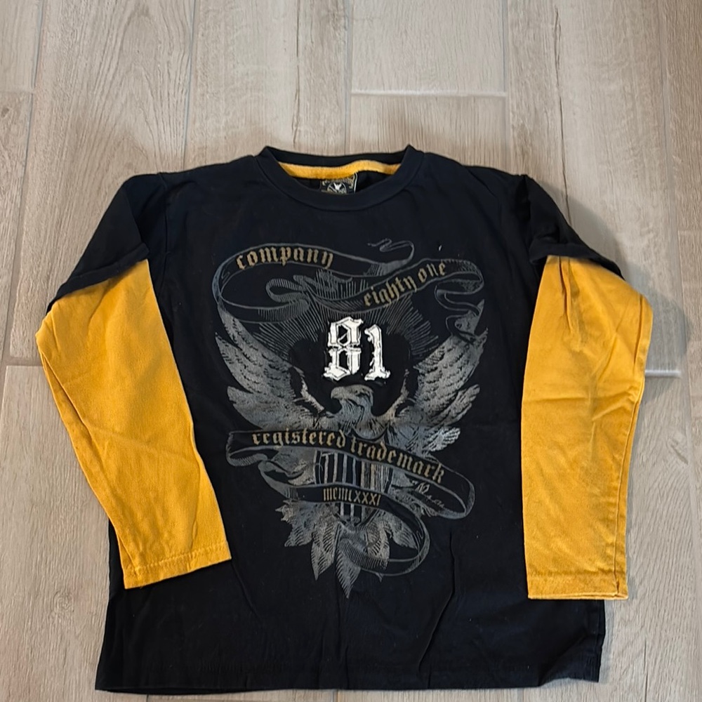 Kids Long Sleeve Shirt in Black and Yellow